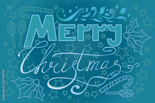 Merry Christmas lettering vector illustration