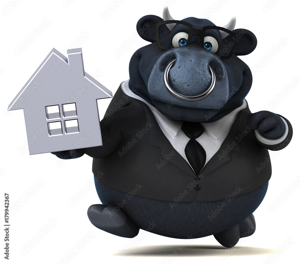 Naklejka premium Black bull - 3D Illustration