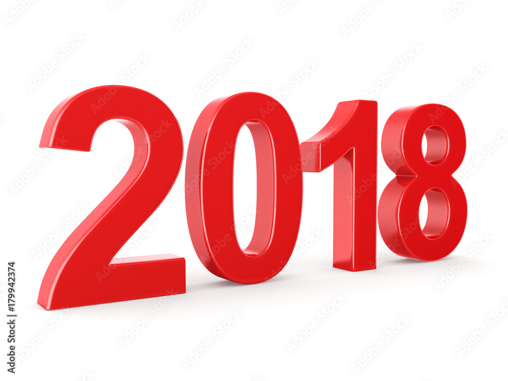 3D rendering 2018 New Year red digits 3D rendering 2018 New Year red digits