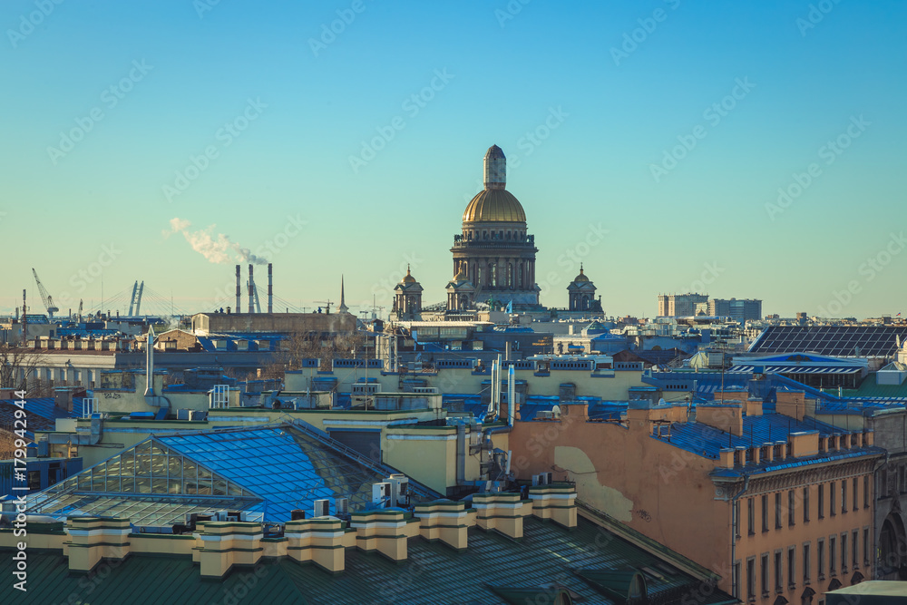 panorama on the roofs in St. Petersburg