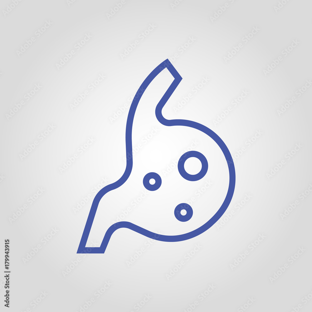 Stomach isolated flat vector linear icon Stomach isolated flat vector linear icon