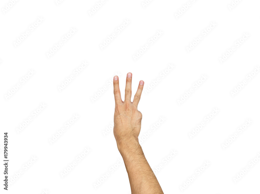 3 fingers hand gesture isolated on white background, clipping path 3 fingers hand gesture isolated on white background, clipping path