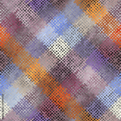 Seamless background pattern. Imitation of a texture of rough canvas plaid painted.