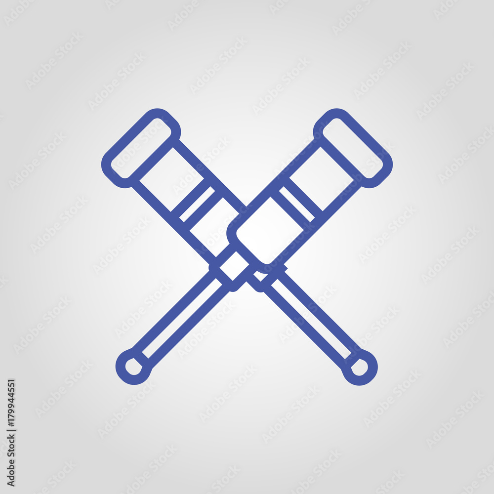 Medical Crutches isolated flat linear vector icon Medical Crutches isolated flat linear vector icon