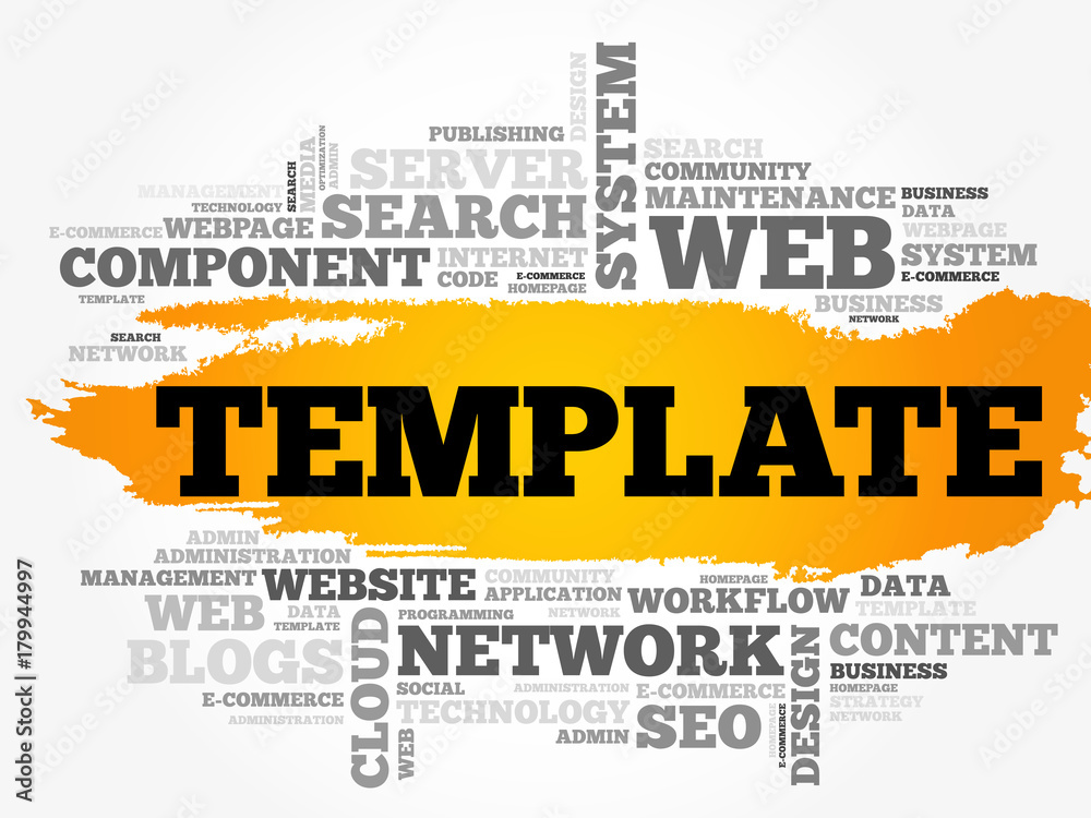 TEMPLATE word cloud, technology business concept background TEMPLATE word cloud, technology business concept background