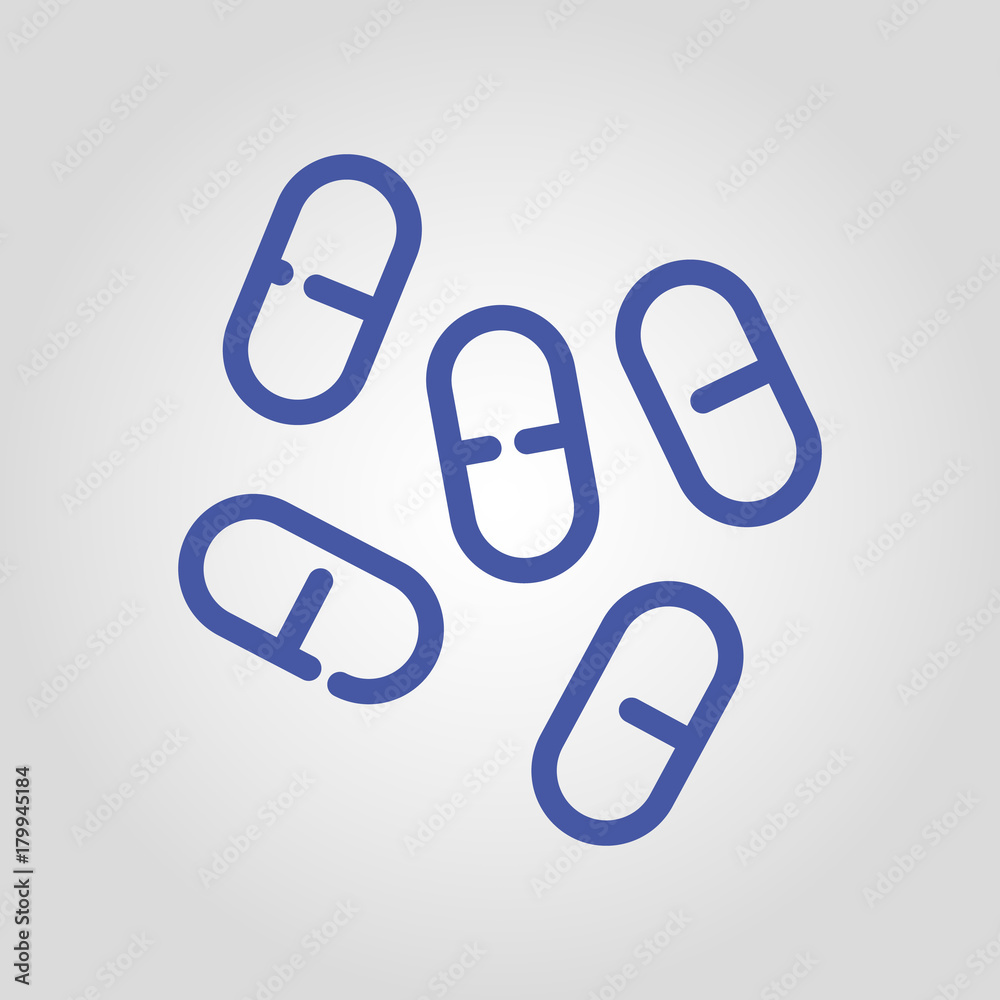 Medical pill isolated flat vector linear icon Medical pill isolated flat vector linear icon