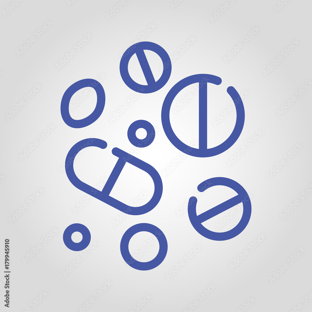 Medical pill isolated flat vector linear icon Medical pill isolated flat vector linear icon
