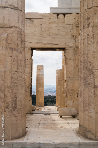 Looking Through the Doorway at the Columns of the Propylaea