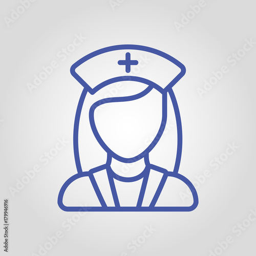 Doctor vector icon. Medical worker concept. Doctors head silhouette for badge or document. Female doctor icon.