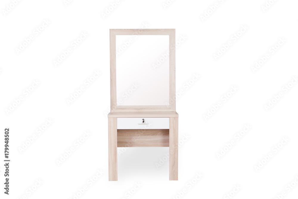 Wood Dressing Table isolated on white background with space for copy. Wood Dressing Table isolated on white background with space for copy.