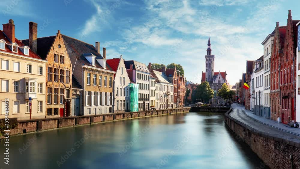 Bruges, Belgium - Scenic cityscape at day, Time laspe