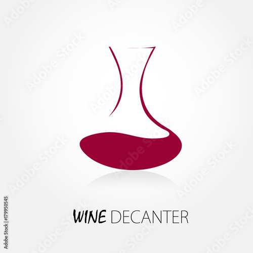 Abstract decanter sign with red wine. Wine shop logo
