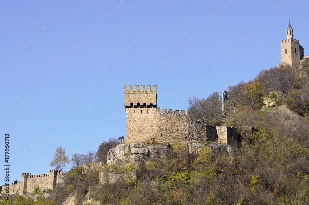 VELIKO TARNOVO, BULGARIA - 5 NOVEMBER 2017: Ruins of medieval Fortress Tsarevets, Veliko Tarnovo, Bulgaria