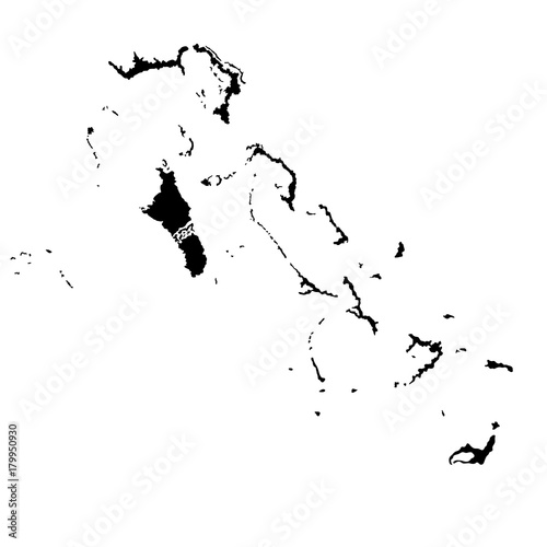 Bahamas vector map isolated on white background silhouette. High detailed illustration. 
