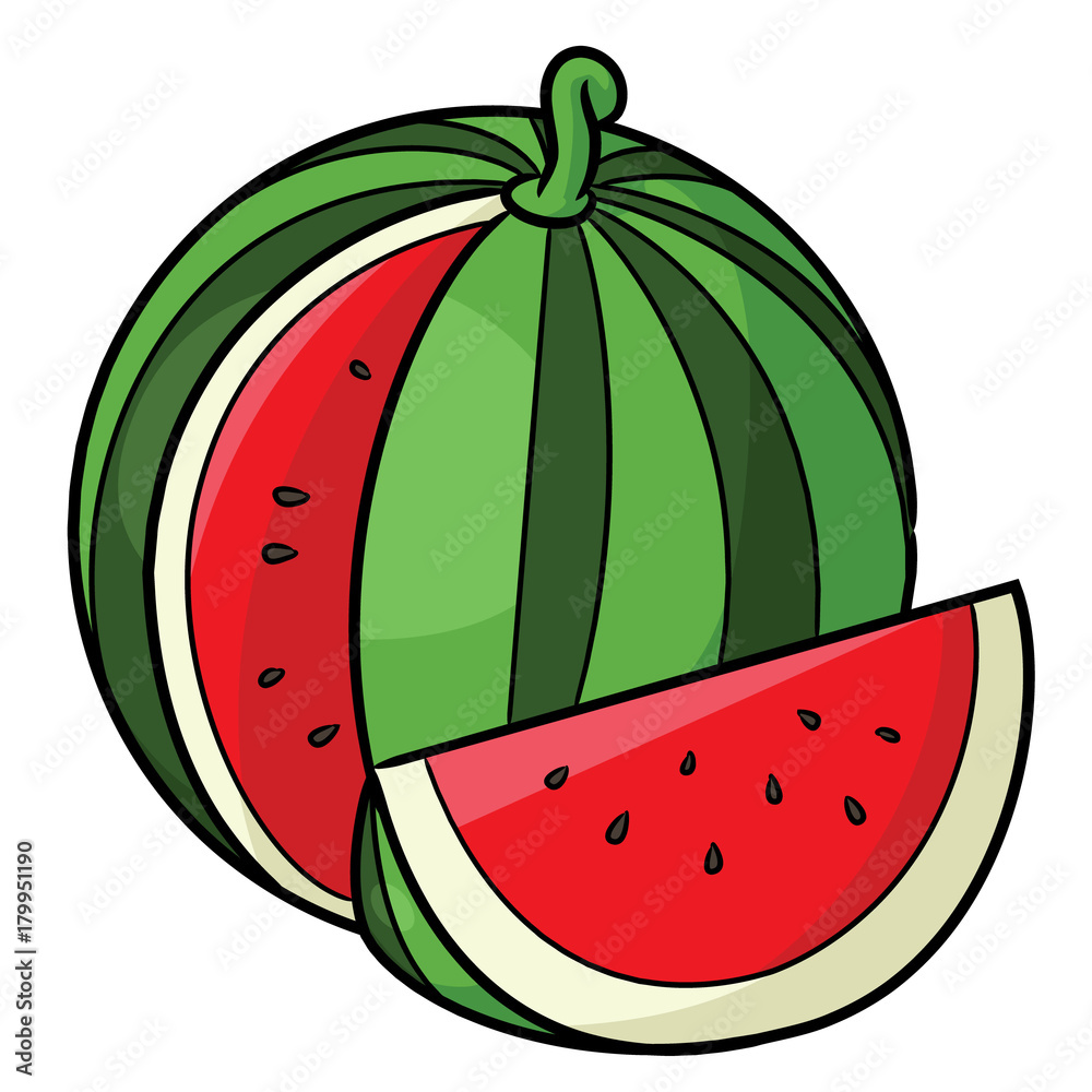 Watermelon Cartoon Illustration of cute cartoon watermelon. Stock Vector |  Adobe Stock