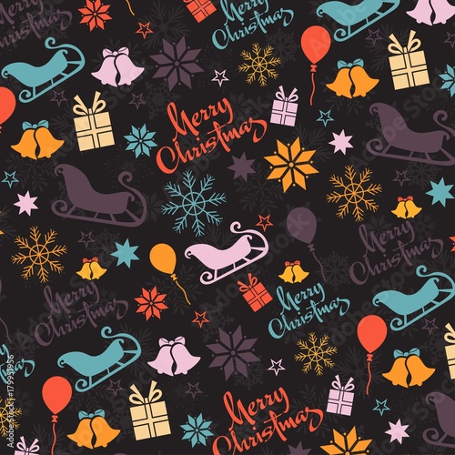 merry chrismas pattern vector desgin on black background