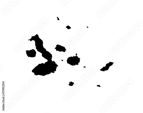 Galapagos Islands, vector map isolated on white background. High detailed silhouette illustration.