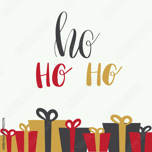 Christmas illustration with hohoho lettering