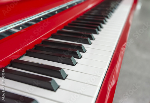 Piano keys  red Piano  close-up of piano keys