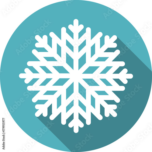 snowflake round icon with long shadow