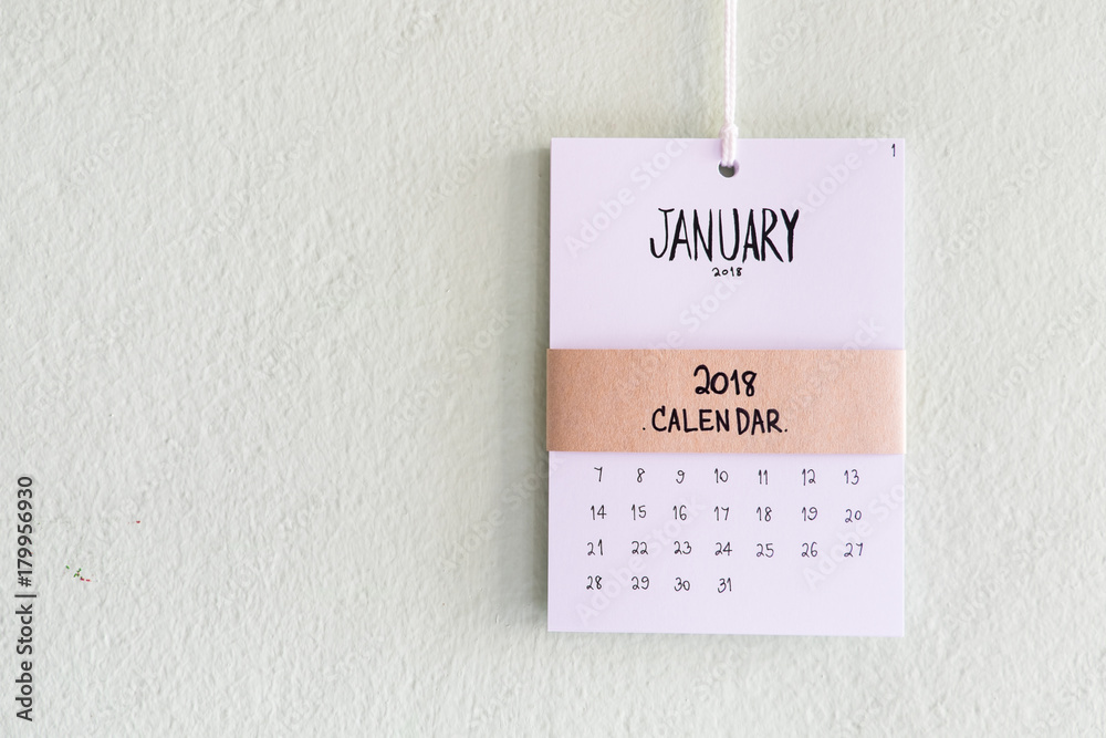 Vintage calendar 2018 handmade hang on the white wall Stock Photo | Adobe Stock Vintage calendar 2018 handmade hang on the white wall Stock Photo | Adobe Stock