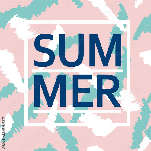 Brush stroke seamless pattern with Summer word