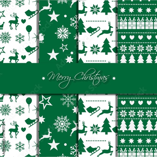 set of merry chrismas patterns desgin background