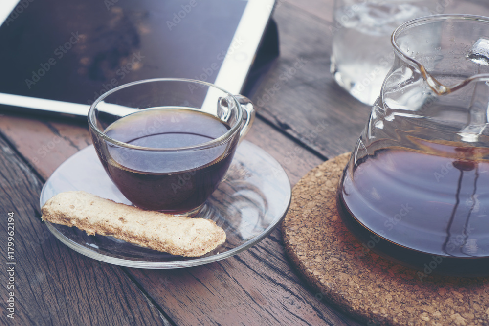 morning coffee drip with tablet for business work morning coffee drip with tablet for business work
