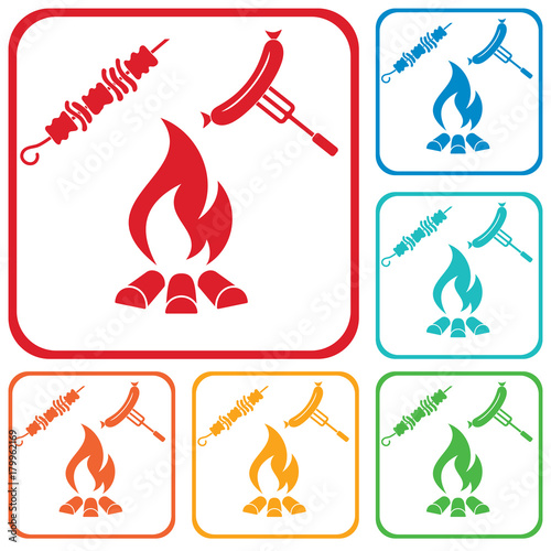 Grilled kebab and sausage icon