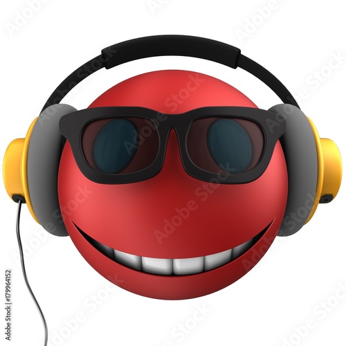 3d red emoticon smile