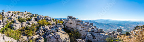 Panoramic view at the rock formation El Torcal of Antequera - Spain