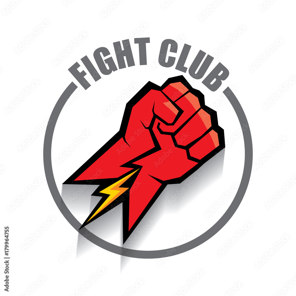 fight club vector logo with red man fist isolated on white background. MMA  Mixed martial arts design template Stock Vector | Adobe Stock