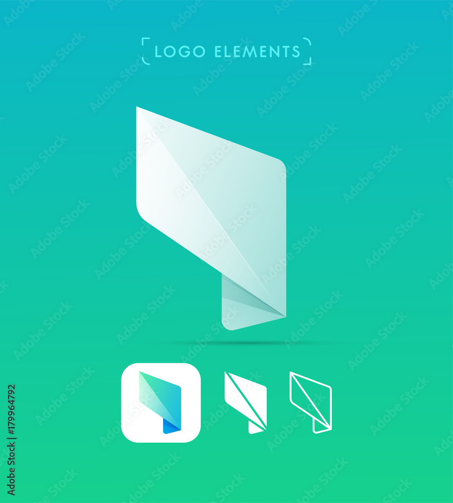 Vector abstract origami wing logo template, application icon. Geometric polygonal shape. Material design, flat and line-art style Vector abstract origami wing logo template, application icon. Geometric polygonal shape. Material design, flat and line-art style