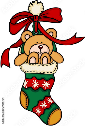 Christmas stocking with teddy bear