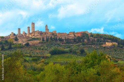 Beautiful view of the medieval town of San Gimignano  Tuscany  Italy