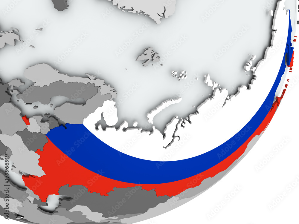Fototapeta premium Flag of Russia on map