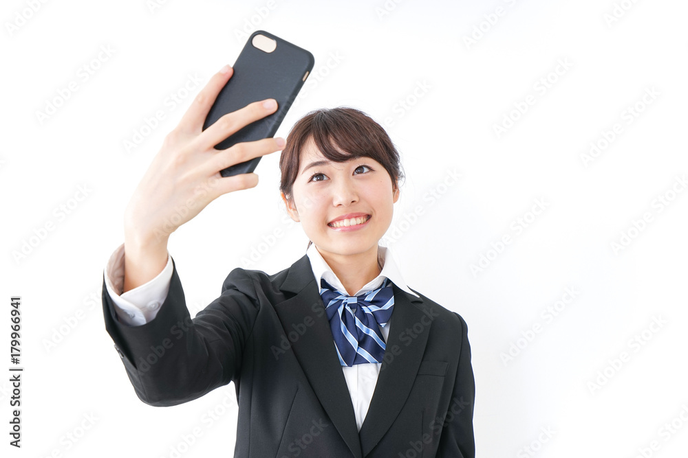 自撮り・テレビ電話をする女子学生 自撮り・テレビ電話をする女子学生