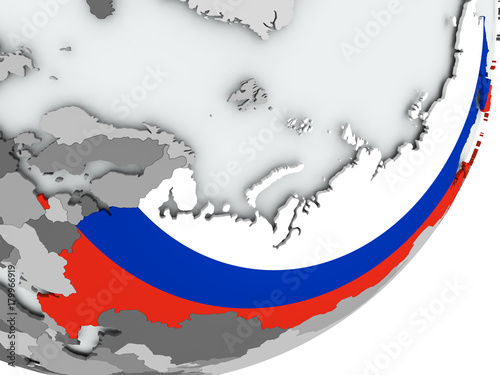 Flag of Russia on map