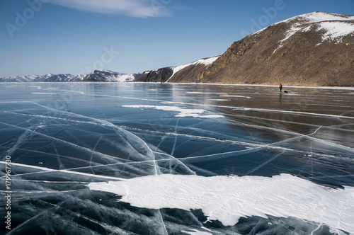 frozen sea and mountains