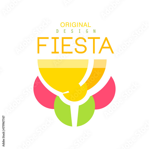 Fiesta logo design, colorful label for a holiday or festival vector Illustration