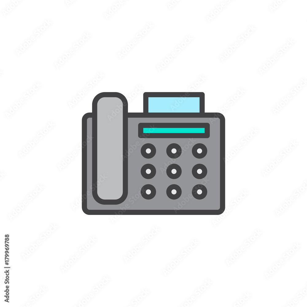 Fax machine filled outline icon, line vector sign, linear colorful pictogram isolated on white. Office telephone symbol, logo illustration. Pixel perfect vector graphics Fax machine filled outline icon, line vector sign, linear colorful pictogram isolated on white. Office telephone symbol, logo illustration. Pixel perfect vector graphics