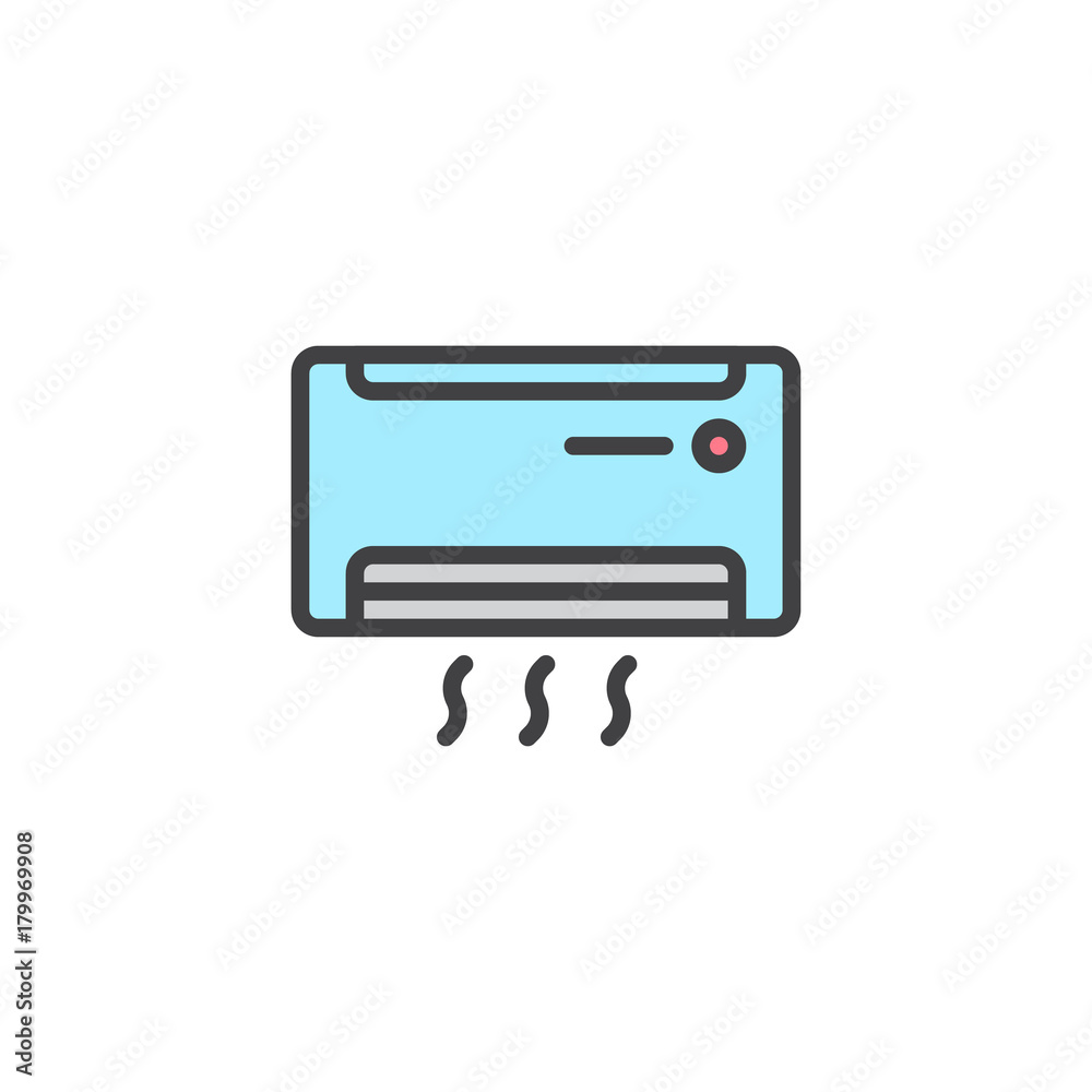 Air conditioner filled outline icon, line vector sign, linear colorful pictogram isolated on white. Symbol, logo illustration. Pixel perfect vector graphics Air conditioner filled outline icon, line vector sign, linear colorful pictogram isolated on white. Symbol, logo illustration. Pixel perfect vector graphics