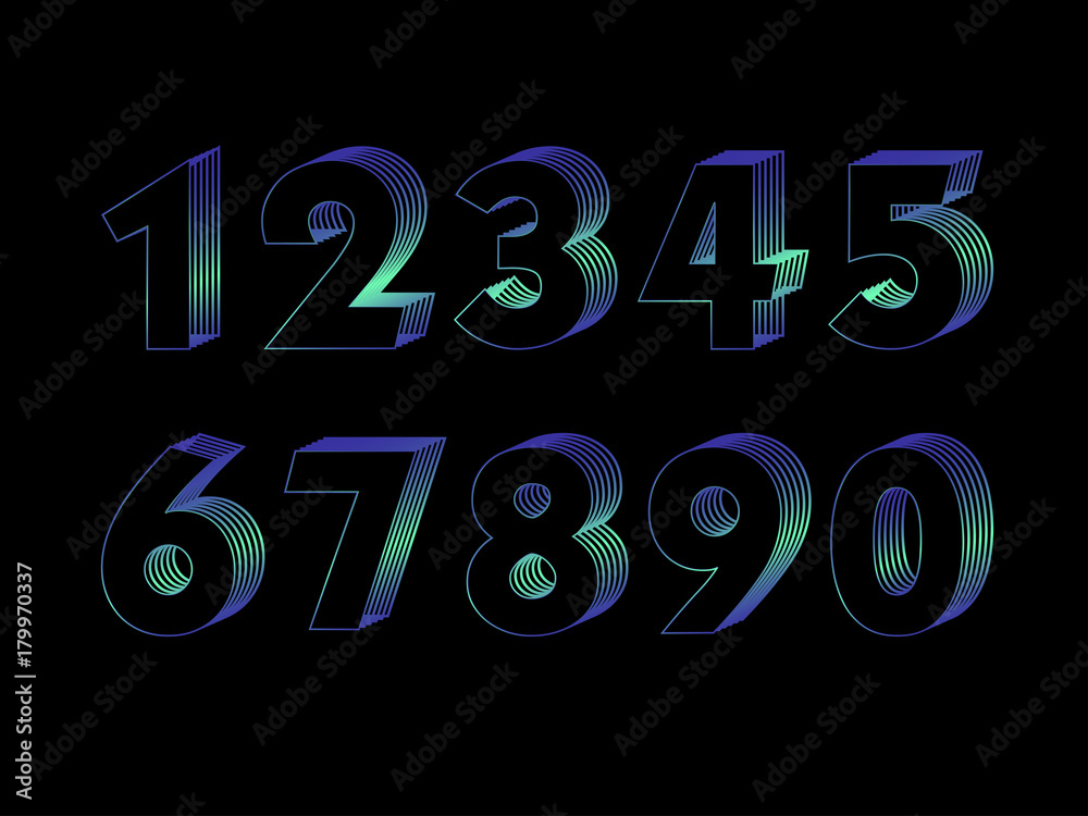 (Element) set of ten numbers form zero to nine, 3d number design (Element) set of ten numbers form zero to nine, 3d number design