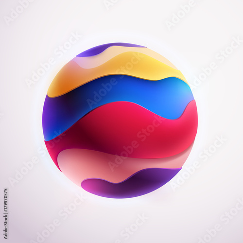 3D colored striped ball