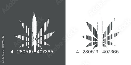Icono plano codigo de barras marihuana gris y blanco