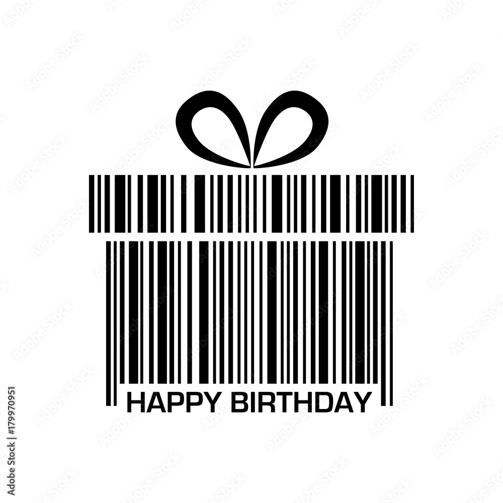 Vetor de Icono plano codigo de barras regalo HAPPY BIRTHDAY gris y ...