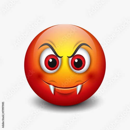 Vampire emoticon isolated on white background