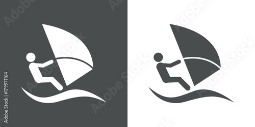 Icono plano windsurf gris y blanco