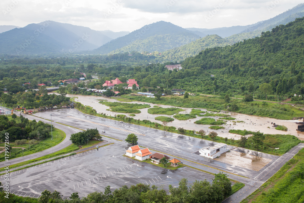 Khun Dan Prakan Chon Dam in Nakhon Nayok Thailand.