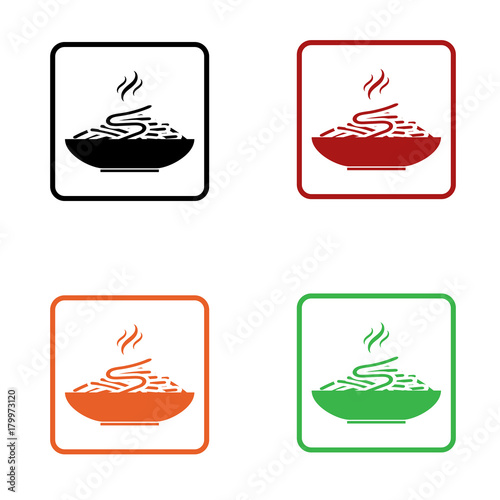 flat spaguetti dish icon editable in black orange red and green colors isolated for web and applications
